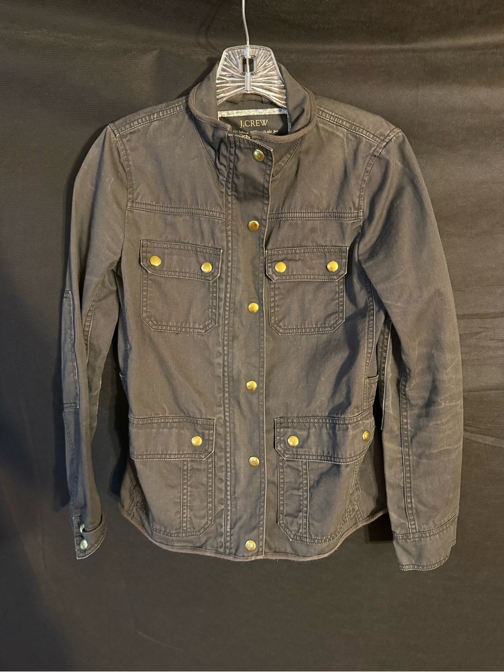 J Crew Women’s XXS Downtown Field Cotton Utility Boyfriend Jacket Olive Brown EU